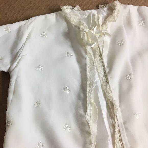 Baby Christening Set Dress Lined Coat Bow Vintage - Picture 6 of 8